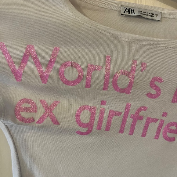Worlds Best Ex Girlfriend Glitter Pink Baby Tee - Picture 3 of 5